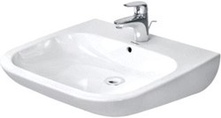 DURAVIT D-CODE WASTAFEL 600 MM WIT HOOGGLANS KRAANVLAK MET 1 KRAANGAT OVERLOOP POSITIE ZEEPDISPENSER: ZONDER 23126000002