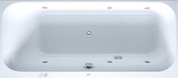 DURAVIT HAPPY D.2 WHIRLPOOL 1700X750 MM WIT JET-SYSTEEM INBOUWVERSIE ACRYL RECHTHOEKIG MET 1 SCHUINE ZIJDE MET AFVOER-OVERLOOPGARNITUUR 760312000JS1000