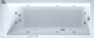 DURAVIT STARCK WHIRLPOOL 1700X700 MM WIT COMBI-SYSTEEM E INBOUWVERSIE ACRYL RECHTHOEKIG MET 1 SCHUINE ZIJDE MET AFVOER-OVERLOOPGARNITUUR
