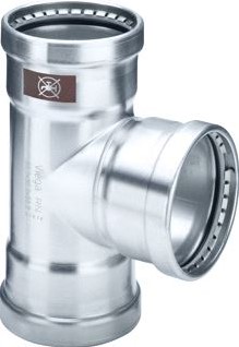 VIEGA TEMPONOX T-STUK MET SC 76,1 X 28 X 76,1 RVS / BLANK 810672