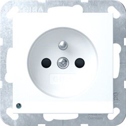 GIRA WANDCONTACTDOOS MET AARDINGSPEN CEBEC 16 A 250 V~ MET LED-ORIËNTATIEVERLICHTING SYSTEM 55 ZUIVER WIT MAT 448927
