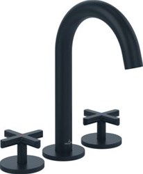 VILLEROY & BOCH LOOP & FRIENDS THREE-HOLE BASIN MIXER WITHOUT WASTE MATT BLACK TVZ106009000K5