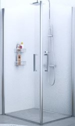 NOVELLINI GIADA 2G DOUCHECABINE MET 2 ZWAAIDEUREN (93 CM VERSTELBAAR T/M 97 CM) HELDER GLAS WIT PROFIEL GIADN2G93-1A