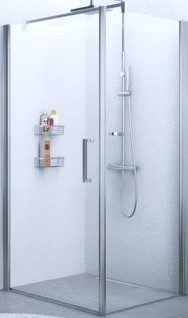 NOVELLINI GIADA F ZIJWAND VOOR DRAAIDEUR (69 CM VERSTELBAAR T/M 72 CM) SATIN BAND GLAS WIT PROFIEL GIADNF69-44A