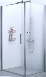 NOVELLINI GIADA F ZIJWAND VOOR DRAAIDEUR (84 CM VERSTELBAAR T/M 87 CM) SATIN BAND GLAS MAT CHROOM PROFIEL GIADNF84-44B