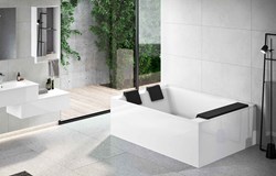 NOVELLINI BAD DIVINA DUAL WHIRLPOOL + NATURAL AIR 190X140 LINKS WIT OVERLOOP EN KRAAN OP BADRAND MET 1 PANEEL WIT HOUT