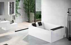 NOVELLINI BAD DIVINA DUAL BASIC MET FRAME 190X140 LINKS WIT GLANS OVERLOOP ZONDER WATERINGANG MET 1 PANEEL WIT HOUT DI219014S0-A1I
