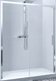 NOVELLINI KUADRA 2.0 2P SCHUIFDEUR VOOR NIS (177 CM VERSTELBAAR T/M 181 CM) MONTAGE RECHTS MOTIEF ROSE 1 MAT CHROOM PROFIEL K22PH177D-56B