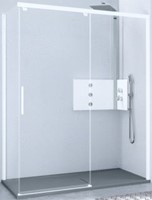 NOVELLINI KUADRA 2.0 PH SCHUIFDEUR VOOR ZIJWAND FH MONTAGE RECHTS (129 CM VERSTELBAAR T/M 131 CM) HELDER GLAS ZWART MAT PROFIEL K2PH129D-1H