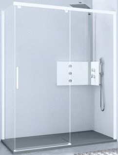 NOVELLINI KUADRA 2.0 PH SCHUIFDEUR VOOR ZIJWAND FH MONTAGE LINKS (147 CM VERSTELBAAR T/M 149 CM) HELDER GLAS BRUSHED INOX PROFIEL K2PH147S-1Z