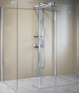 NOVELLINI KUADRA HL VAST DEEL 68CM VOOR AAN INLOOPDOUCHE KUADRA H SATIN BAND GLAS ZWART MAT PROFIEL KUADHL70-44H