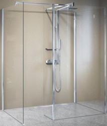 NOVELLINI KUADRA HL VAST DEEL 88CM VOOR AAN INLOOPDOUCHE KUADRA H MOTIEF RAVENNA GLAS MAT CHROOM PROFIEL KUADHL90-51B