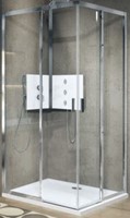NOVELLINI LUNES 2.0 HOEKINSTAP DOUCHECABINE VIERHOEKIG MET 2 SCHUIDEUREN  66-69 AQUA GLAS WIT PROFIEL LUNAH66-2A