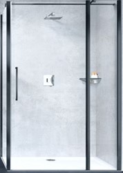 NOVELLINI YOUNG 2.0 2P DOUCHEDEUR MET VAST DEEL IN NIS 2000 X 770MM (HXB) PROFIEL WIT MAT 6MM GLAS AQUA Y22P77-2U