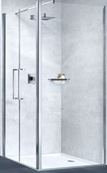 NOVELLINI YOUNG F2B ZIJWAND (57 CM VERSTELBAAR T/M 59 CM) AQUA GLAS MAT WIT PROFIEL Y2F2B57-2U