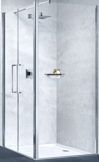 NOVELLINI YOUNG F2B ZIJWAND (57 CM VERSTELBAAR T/M 59 CM) AQUA GLAS MAT WIT PROFIEL Y2F2B57-2U
