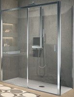 NOVELLINI LUNES 2.0 2PH SCHUIFDEUR (132 VERSTELBAAR T/M 138 CM) VAST DEEL RECHTS HELDER GLAS WIT PROFIEL LUN2PH132D-1A