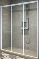 NOVELLINI LUNES 2.0 3P 3 DELIGE SCHUIFDEUR VOOR NIS OF ZIJWAND (108 CM VERSTELBAAR T/M 114 CM) MOTIEF LUNES 2.0 GLAS MAT CHROOM PROFIEL LUN3P108-78B