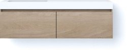 LOOOX SOLID DRAWER BOX 140 CM SOLID SURFACE BOVENBLAD WASBAK 500 MM LINKS WOODEN DRAWER BOX MEUBEL MET 2 LADES OLD GREY SWDB1400-L