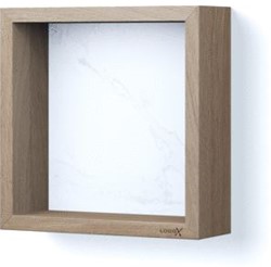 LOOOX SILESTONE WOODEN BOX 30X30 CM EIKEN OLD GREY ACHTERPLAAT SILESTONE CALACATTA GOLD SUEDE WBOX30CGS