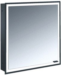 EMCO PRIME FACELIFT SPIEGELKAST INBOUW MET 1 DEUR M LED VERLICHTING 63X73X16.7CM LINKS MET VERSPIEGELDE ACHTERWAND ZWART 949713569