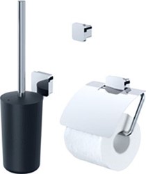 GEESA TOPAZ ACCESSOIRE SET INCL. CLOSETBORSTELGARNITUUR CLOSETROLHOUDER MET KLEP EN HANDDOEKHAAK CHROOM 917900-02-115