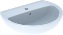 GEBERIT BASTIA WASTAFEL ROND MET KRAANGAT MET OVERLOOP 55X42CM MET KRAANGAT MET OVERLOOP WIT 501.605.00.1