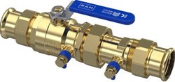 RAMINEX TERUGSTROOMBEVEILIGING TBE-EA / 42 X 42 MM GEBERIT MAPRESS / DN40 / PN10 / CONTROLEERBARE KEERKLEP KLASSE EA MET KOGELAFSLUITER EN AFTAPPER / RVS HENDEL MET ''DRINKWATER'' LOGO/ 283304