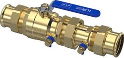 RAMINEX TERUGSTROOMBEVEILIGING TBE-EA / 54 X 54 MM GEBERIT MAPRESS / DN50 / PN10 / CONTROLEERBARE KEERKLEP KLASSE EA MET KOGELAFSLUITER EN AFTAPPER / RVS HENDEL MET ''DRINKWATER'' LOGO/ 283305