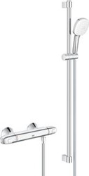 GROHE GROHTHERM 1000 NEW COMFORTSET MET DOUCHEKRAAN THERMOSTATISCH MET KOPPELINGEN HOH=15CM MET GLIJSTANG 90CM EN HANDDOUCHE MET 2 STRAALSOORTEN CHROOM 34824005