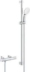 GROHE GROHTHERM 800 COSMOPOLITAN COMFORTSET MET DOUCHEKRAAN THERMOSTATISCH MET KOPPELINGEN HOH=15CM MET GLIJSTANG 90CM EN HANDDOUCHE MET 2 STRAALSOORTEN CHROOM 34769001