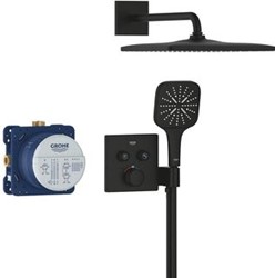 GROHE GROHTHERM SMARTCONTROL MET DOUCHEHOUDER (2X) COMFORTSET 310 VIERKANT 9,5 L/M PHANTOM BLACK 34865KF0