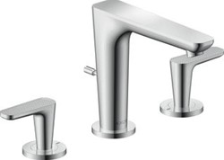 AXOR CITTERIO C 3-GATS WASTAFELKRAAN 125 MET POPUP TREKWASTE EN CUBIC CUT BRUSHED BLACK CHROME 49061340