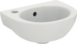 IDEAL STANDARD EUROVIT FONTEIN 350 X 260 X 160 MM MET 1 KRAANGAT LINKS MET OVERLOOP VAN KERAMIEK IN GLANZEND WIT AFWERKING W330001