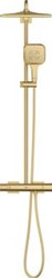 GROHE RAINSHOWER SMARTACTIVE 310 CUBE DOUCHESYSTEEM MONO VIERKANT MET DOUCHEKRAAN THERMOSTATISCH MET AQUADIMMER HOH=15CM MET HOOFDDOUCHE EN HANDDOUCHE BRUSHED COOL SUNRISE 26837GN0