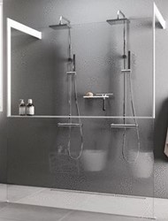 NOVELLINI KUADRA HF FRAME MET PLANCHET INLOOPDOUCHEWAND VRIJSTAAND 114CM (MET 2 MUURSTEUNEN 70 TOT 100CM) HELDER GLAS BRUSHED INOX PROFIEL KUADFC116PO-1Z