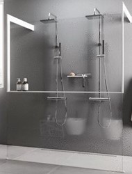 NOVELLINI KUADRA HF FRAME MET PLANCHET INLOOPDOUCHEWAND VRIJSTAAND 134CM (MET 2 MUURSTEUNEN 70 TOT 100CM) HELDER GLAS BRUSHED RED GOLD PROFIEL KUADFC136PO-1R