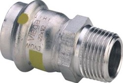 VIEGA SANPRESS INOX GAS OVERGANGSSTUK 22X3/4 PERS X BUITENDRAAD RVS MET SC-CONTUR 486754