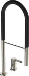 IDEAL STANDARD GUSTO 2-GATS KEUKENKRAAN MET PRO UITLOOP MET HANDDOUCHE MET 2 FUNCTIES VOORSPRONG 22.5CM SILVER STORM/ZWART  BD425GN