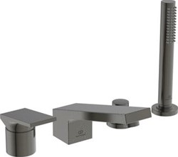 IDEAL STANDARD EXTRA BADMENGKRAAN 4-GATS VOOR BADRANDMONTAGE MET UITLOOP MET HANDDOUCHE IN MAGNETIC GREY AFWERKING BD518A5