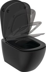 IDEAL STANDARD TESI WANDCLOSET RIMLS+ PACK DIEPSPOEL MET VERBORGEN BEVESTIGING INCLUSIEF ZITTING & DEKSEL WRAPOVER SOFTCLOSE IN SILK BLACK / MAT ZWART AFWERKING T5361V3