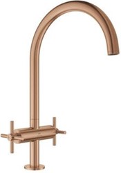 GROHE ATRIO 1-GATS KEUKENKRAAN MET DRAAIBARE C-UITLOOP MET KRUISGREPEN VOORSPRONG 22.1CM BRUSHED WARM SUNSET  30609DL0