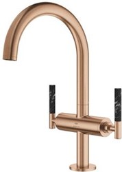 GROHE ATRIO PRIVATE COLLECTION 1-GATS WASTAFELKRAAN L-SIZE VOOR HENDELGREPEN SPRONG 16.6CM MET GLADDE BODY BRUSHED WARM SUNSET  21134DL0