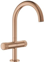 GROHE ATRIO PRIVATE COLLECTION 1-GATS WASTAFELKRAAN L-SIZE MET GEKARTELDE KNOPGREPEN SPRONG 16.6CM MET GLADDE BODY BRUSHED WARM SUNSET  21138DL0