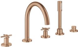 GROHE ATRIO NEW CLASSIC 5-GATS BADRANDCOMBINATIE MET UITLOOP MET OMSTEL MET HANDDOUCHE MET KRUISGREPEN MET DOUCHESLANG 200CM BRUSHED WARM SUNSET  29408DL0