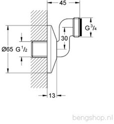 GROHE S KOPPELING 3/4X1/2 VERSTELBAAR 30MM CHROOM 12005000
