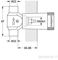 GROHE STOPKRAAN INBOUWDEEL AANSLUITING 22 MM 29804000