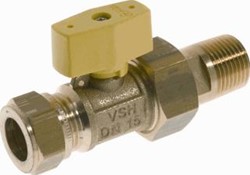 VSH MESSING GASKOGELKRAAN 3/4 BUITENDRAAD X 22 MM KNEL 0605154