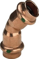 VIEGA PROFIPRESS BOCHT KOPPELING 45GR 42MM X 42MM KOPER (PERS X PERS) 292 386