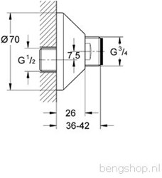 GROHE S KOPPELING 3/4X1/2 SET A 2 VERSTELBAAR 12,5MM CHROOM 1200100M